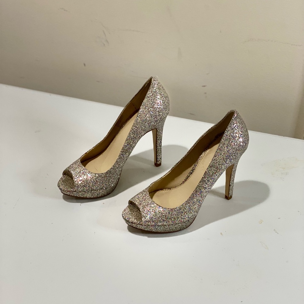 Elegant Glitter Peep-Toe Heels